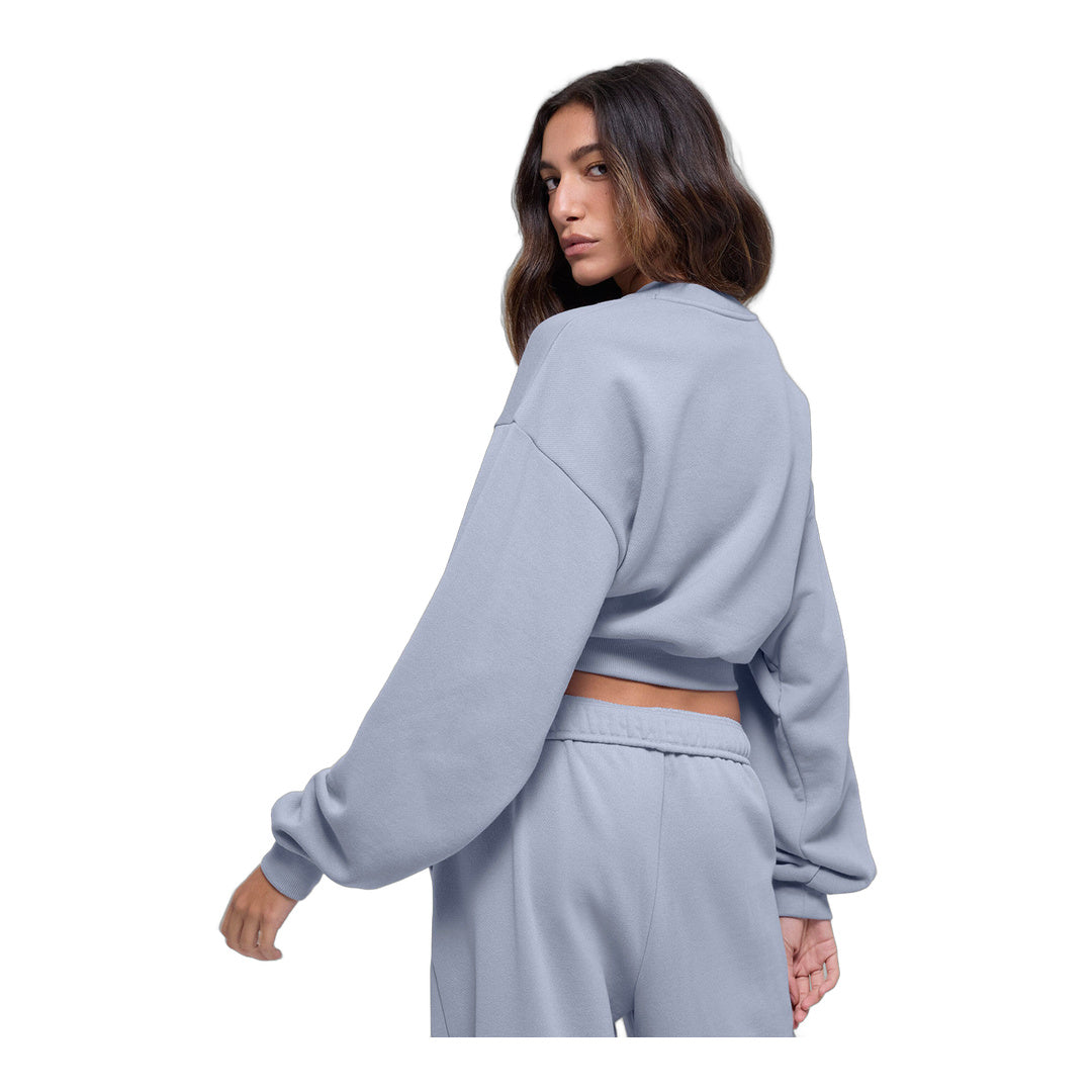 alo Cropped Accolade Crewneck - Winter Frost