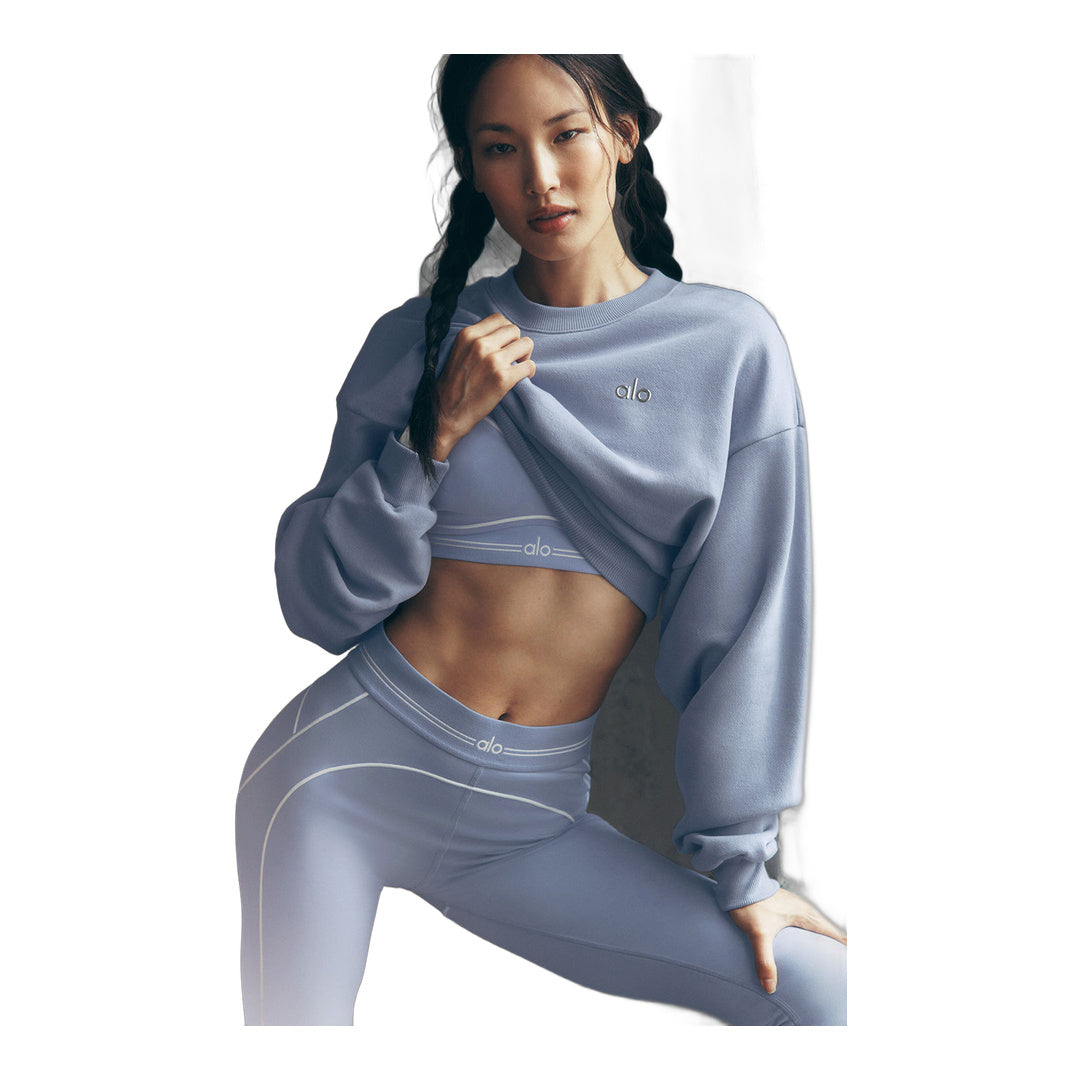 alo Cropped Accolade Crewneck - Winter Frost