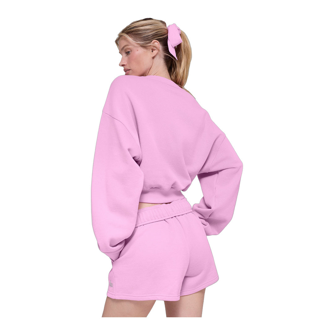 alo Cropped Accolade Crewneck - Candy Heart Pink