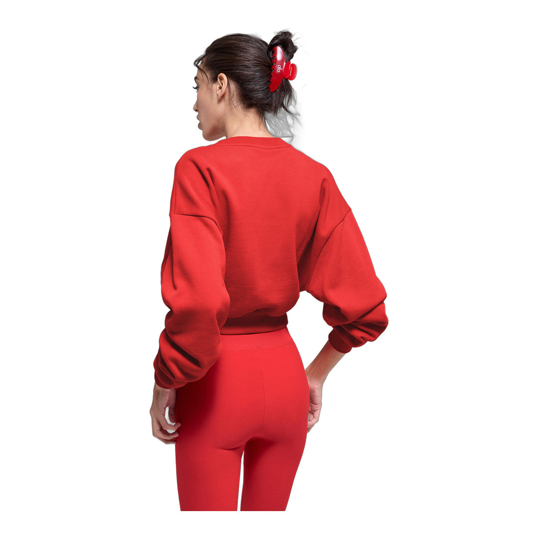 alo Cropped Accolade Crewneck - Bright Red