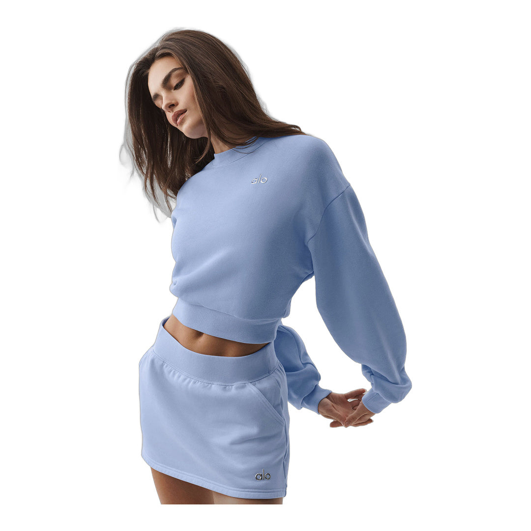 alo Cropped Accolade Crewneck - Light Provence Blue