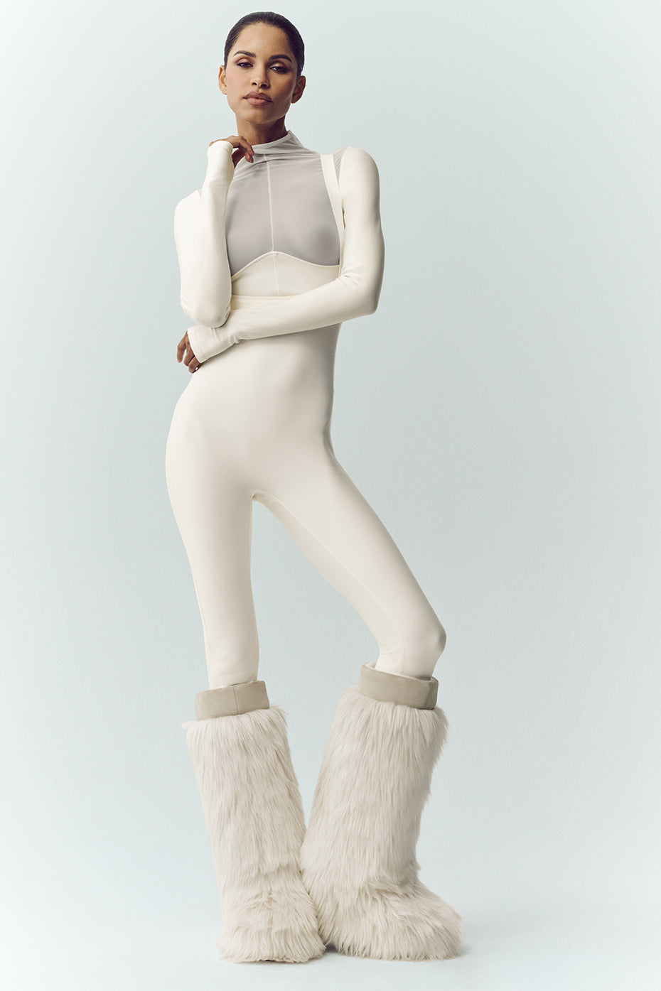 alo Airlift Winter Warm Mesh Ski Time Long Sleeve - Ivory