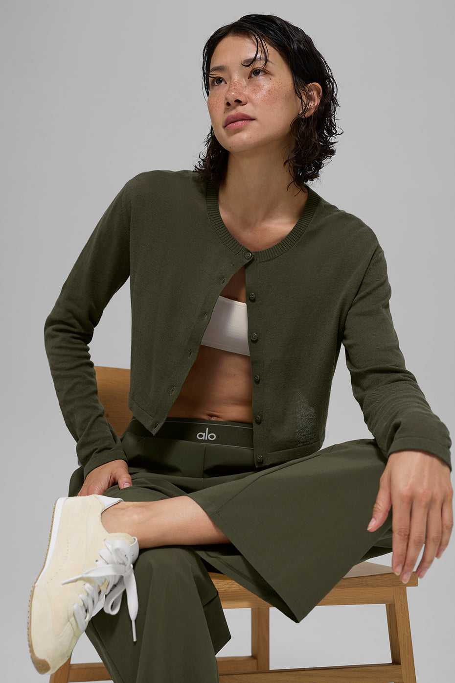 alo Supernatural Sweater Cardigan - Green Olive