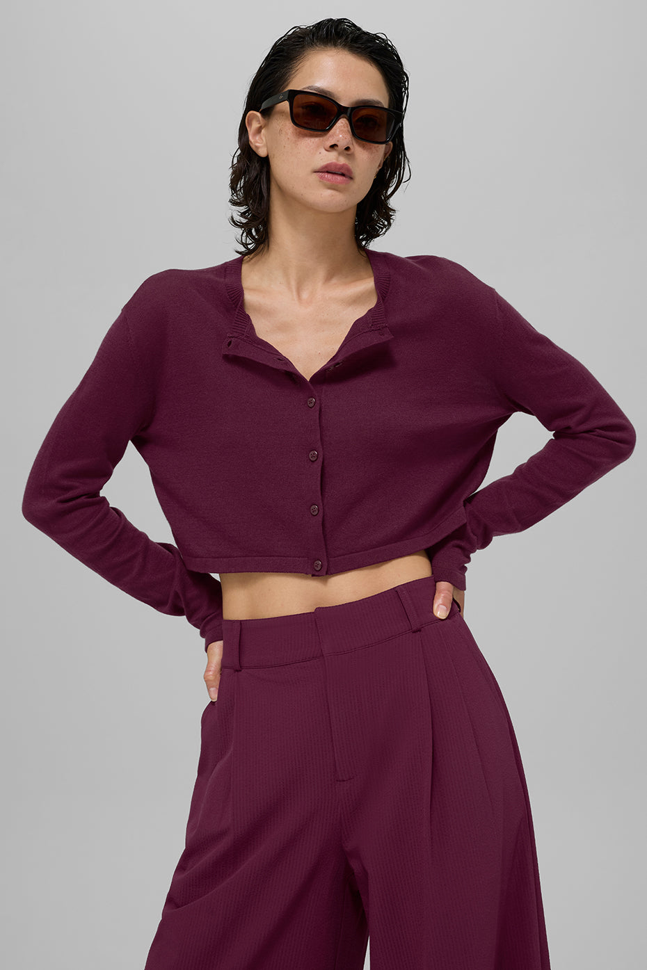 alo Supernatural Sweater Cardigan - Burgundy
