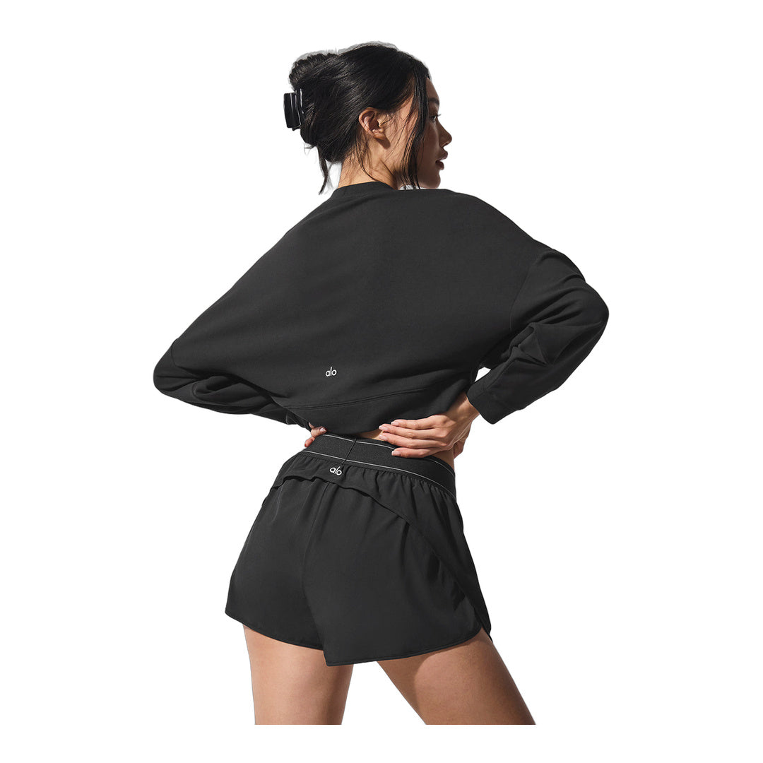 alo Cropped Sway Crew Neck Pullover - Black
