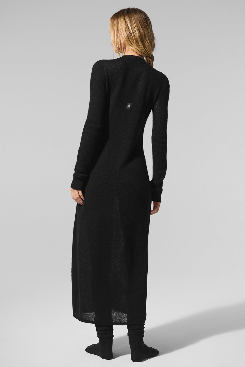 alo Sheer Cashmere Long Cardigan - Black
