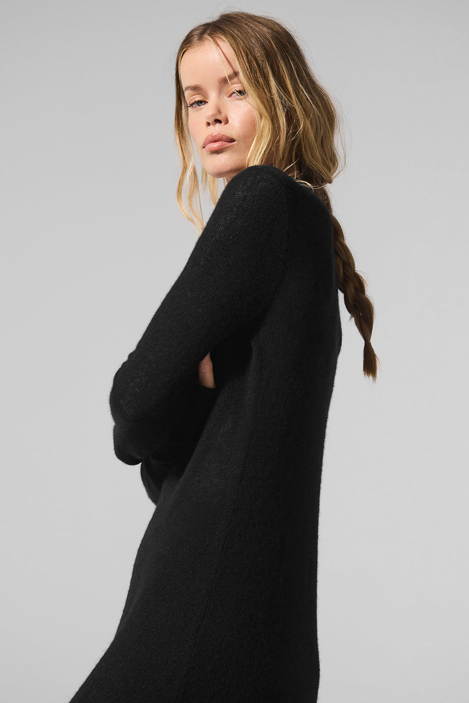 alo Sheer Cashmere Long Cardigan - Black