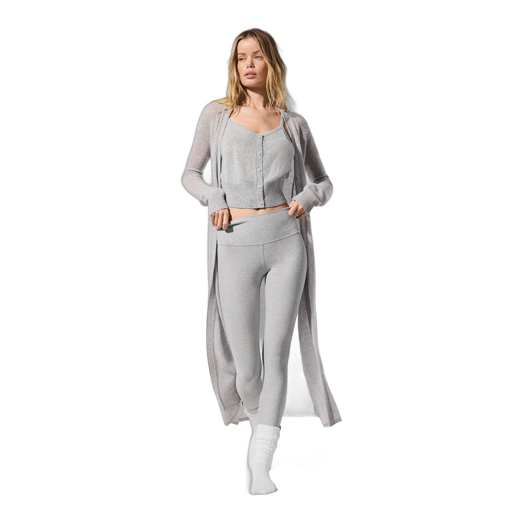 alo Sheer Cashmere Long Cardigan - Athletic Heather Grey
