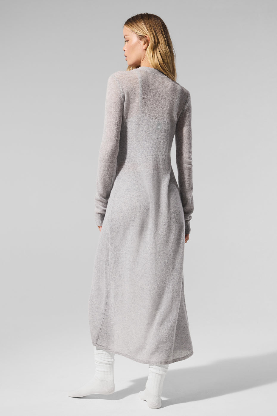 alo Sheer Cashmere Long Cardigan - Athletic Heather Grey