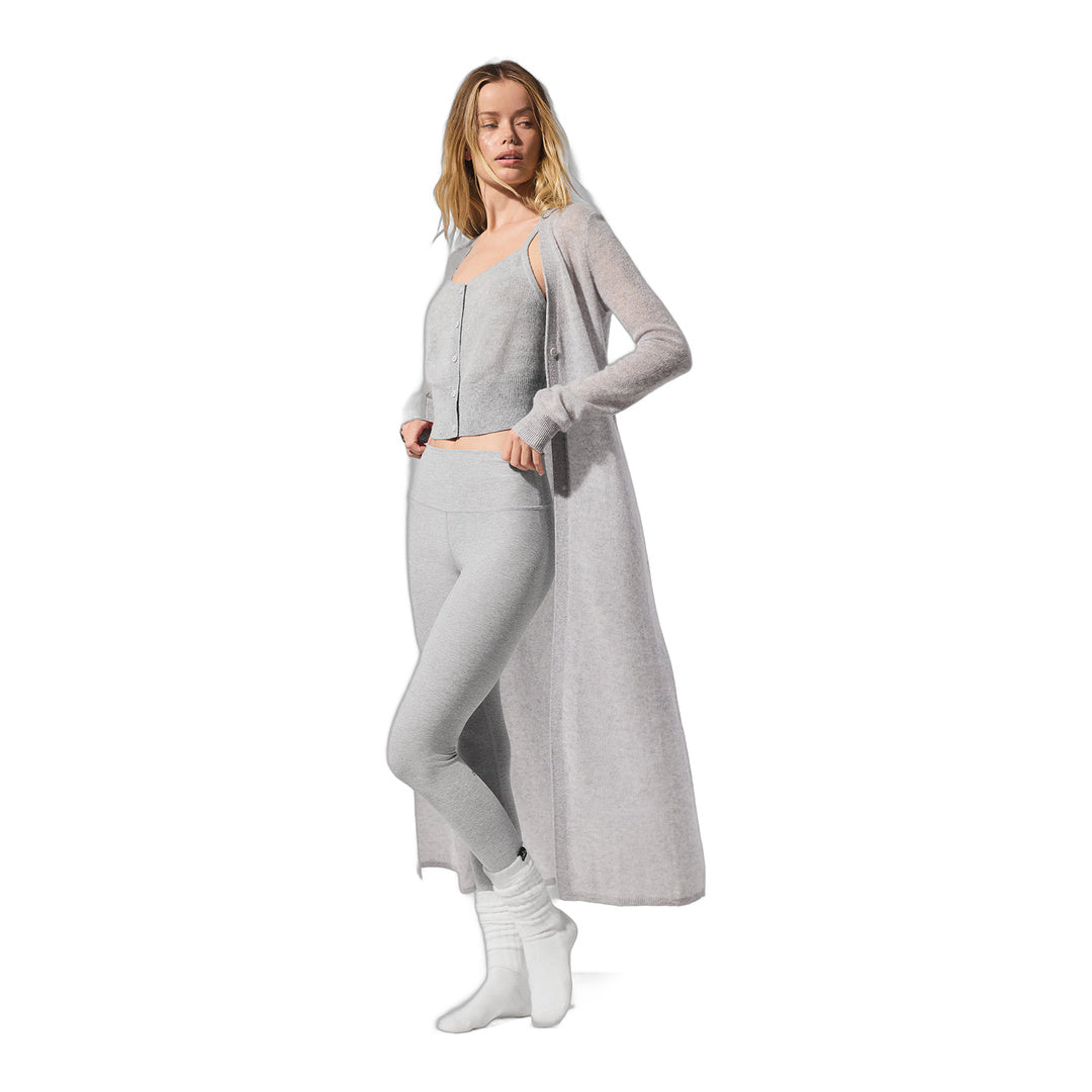 alo Sheer Cashmere Long Cardigan - Athletic Heather Grey