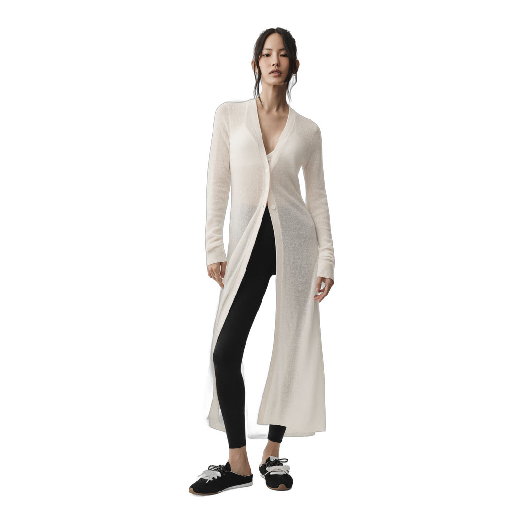 alo Sheer Cashmere Long Cardigan - Ivory