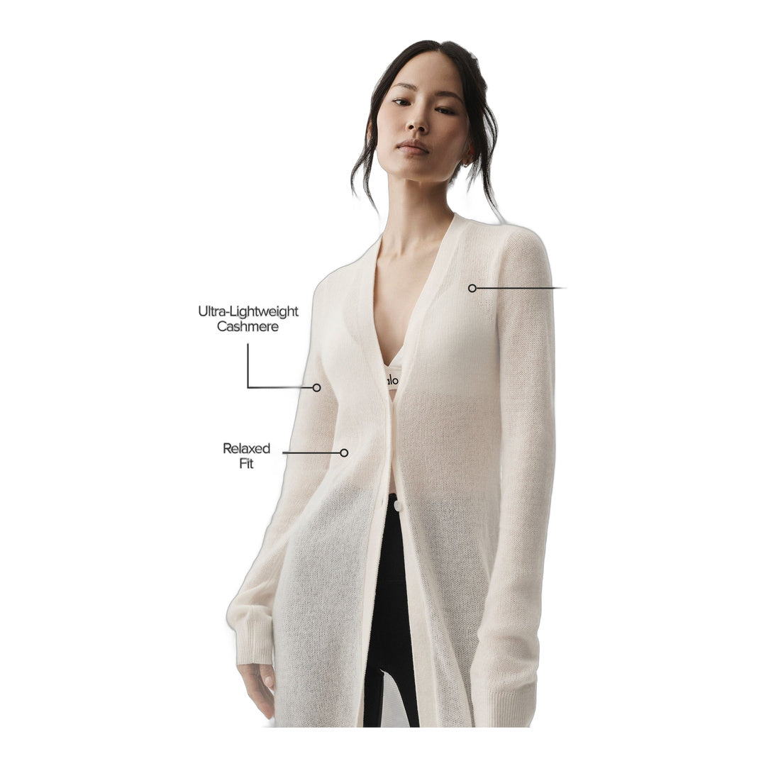 alo Sheer Cashmere Long Cardigan - Ivory