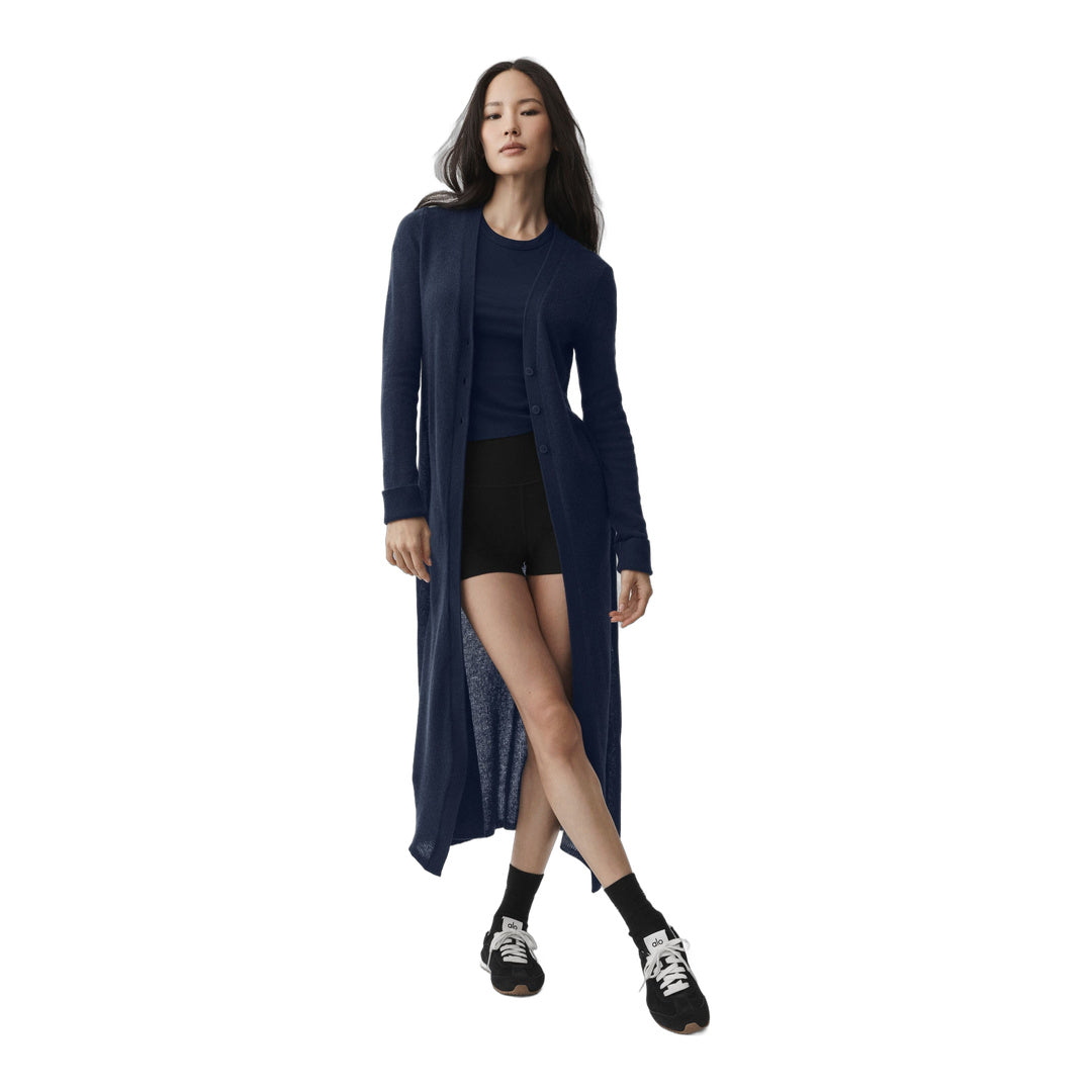 alo Sheer Cashmere Long Cardigan - Navy