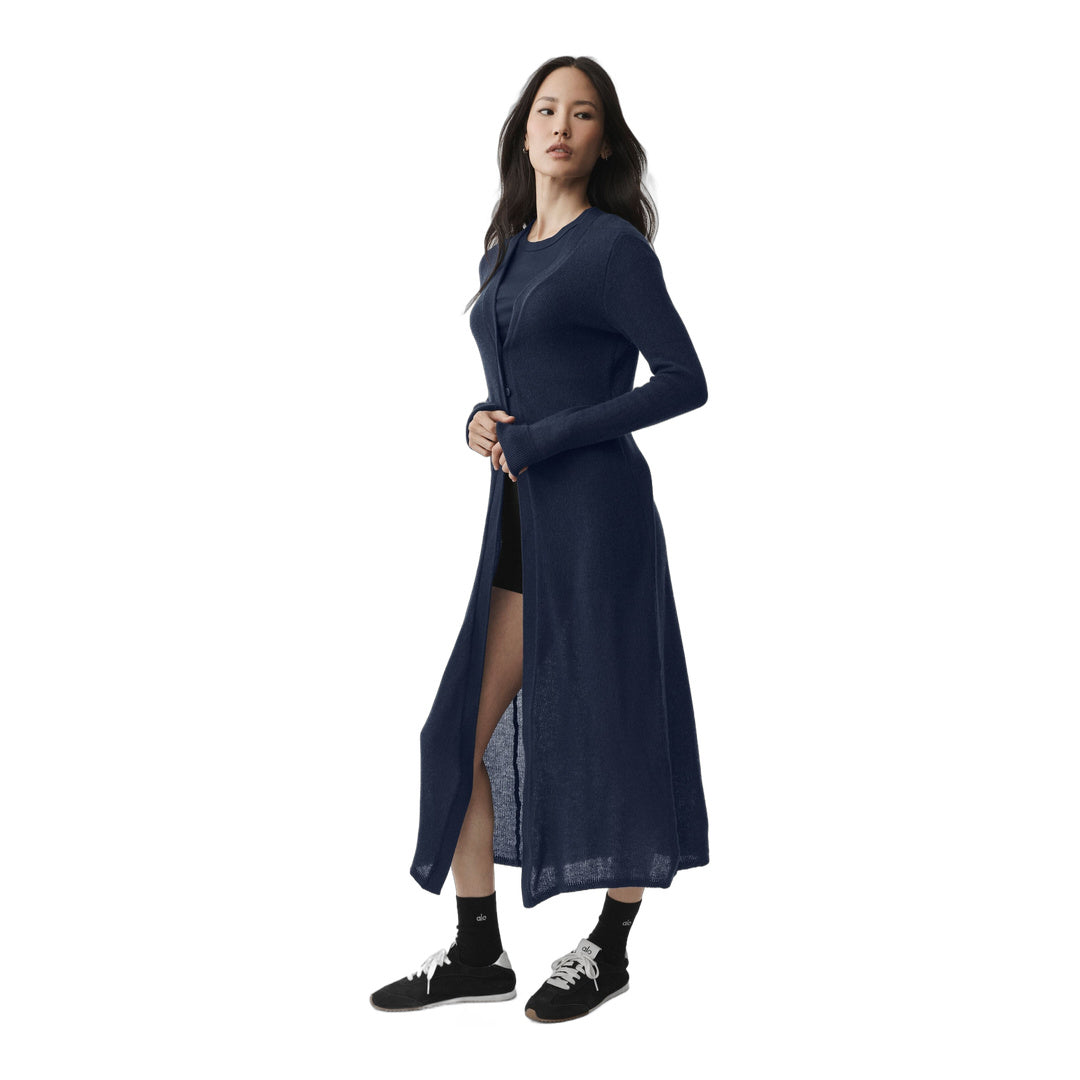 alo Sheer Cashmere Long Cardigan - Navy
