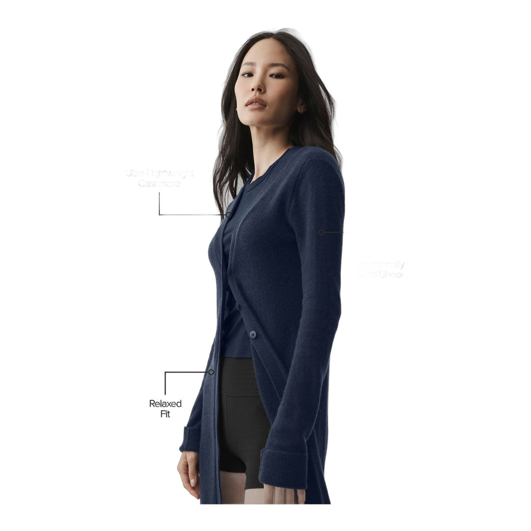 alo Sheer Cashmere Long Cardigan - Navy