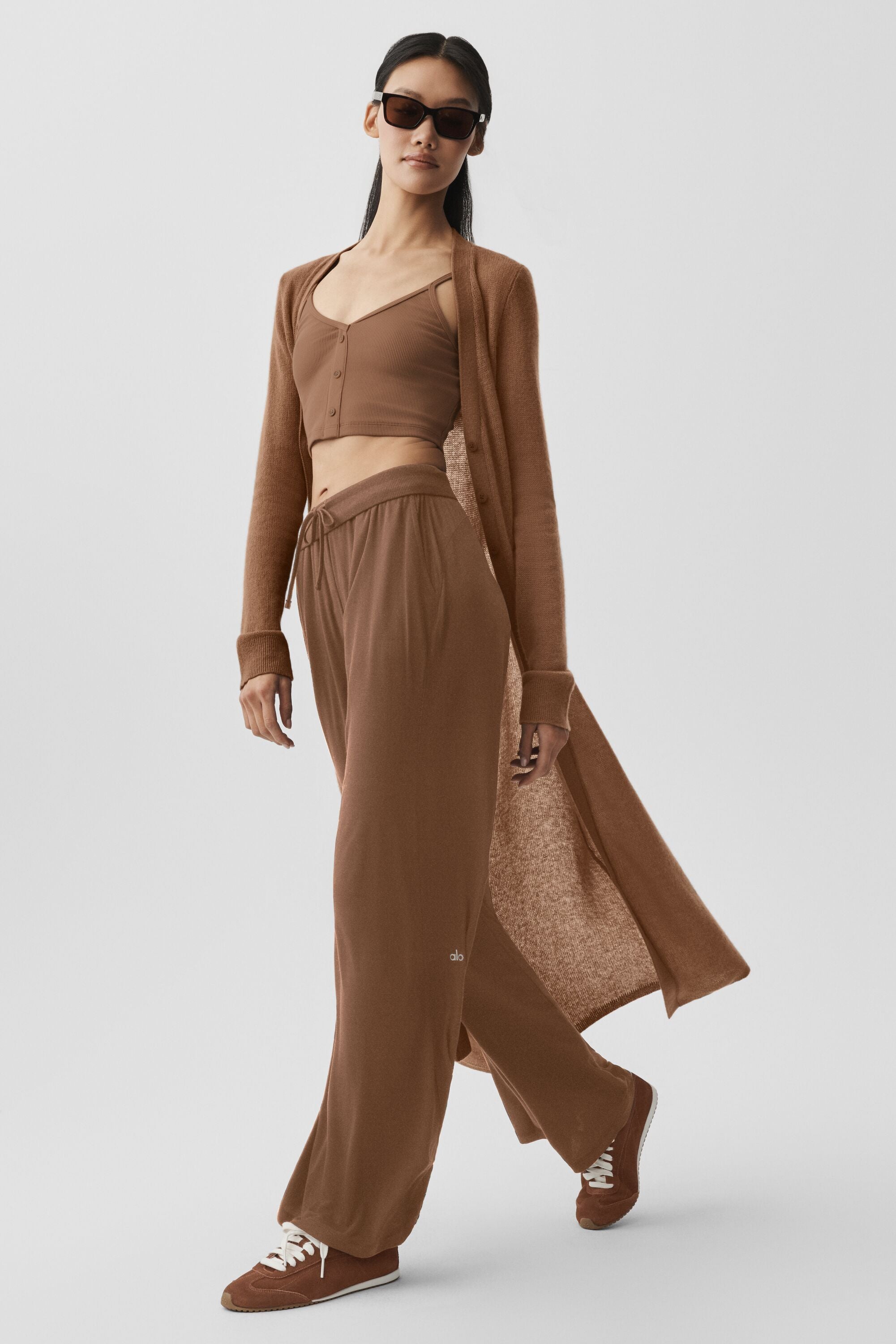 alo Sheer Cashmere Long Cardigan - Sun Kissed Brown