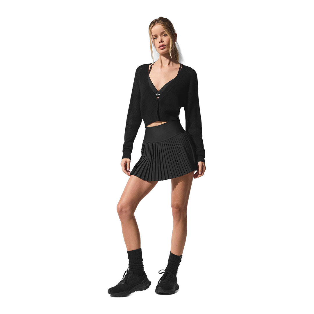 alo Sheer Cashmere Cropped Cardigan - Black