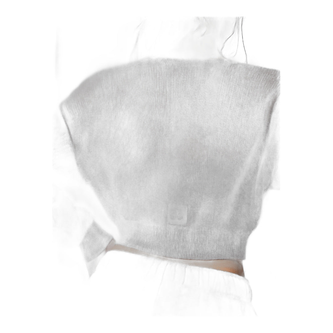 alo Sheer Cashmere Cropped Cardigan - Athletic Heather Grey