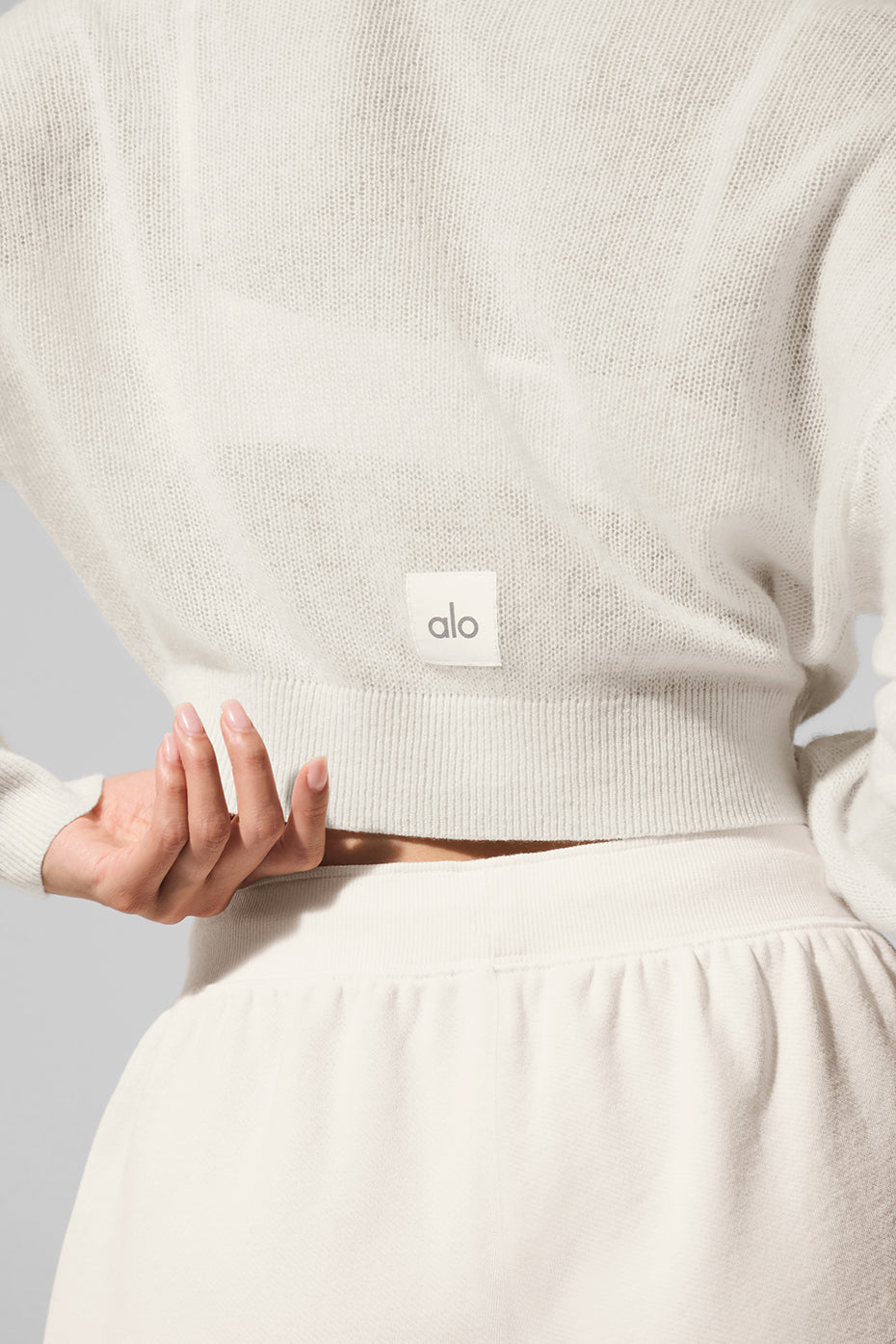 alo Sheer Cashmere Cropped Cardigan - Ivory