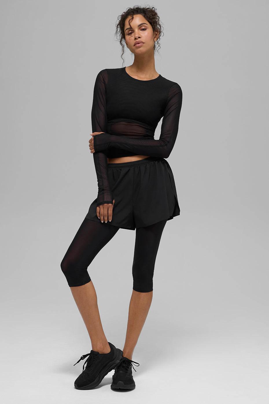 alo Mesh Winter Twilight Long Sleeve - Black