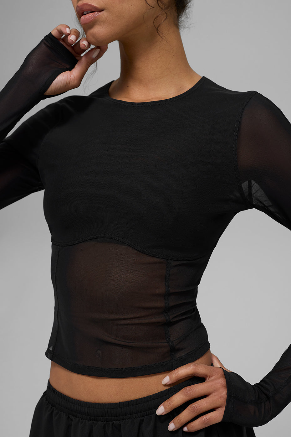 alo Mesh Winter Twilight Long Sleeve - Black