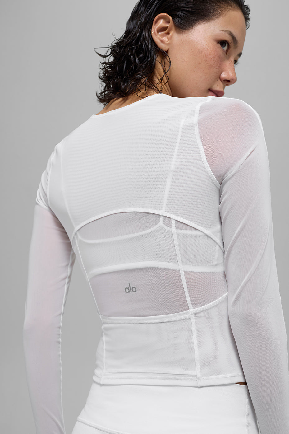alo Mesh Winter Twilight Long Sleeve - White