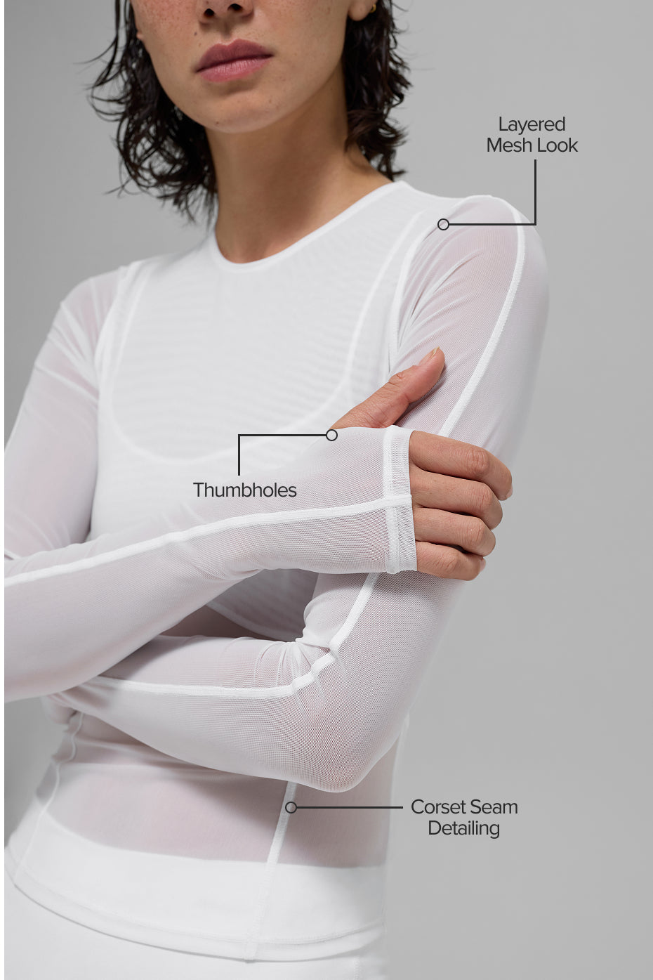 alo Mesh Winter Twilight Long Sleeve - White