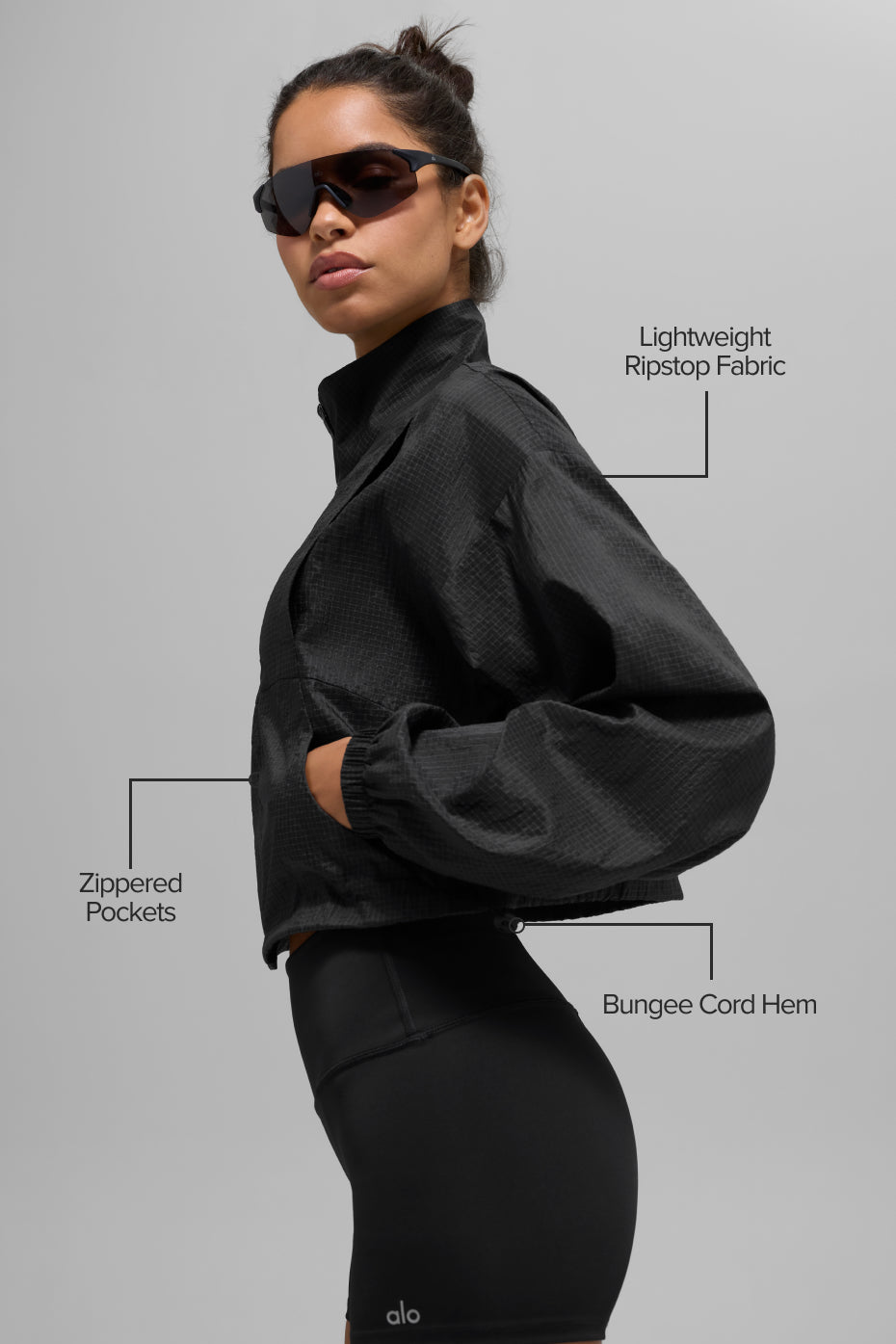 alo Game Time Full Zip Jacket - Black
