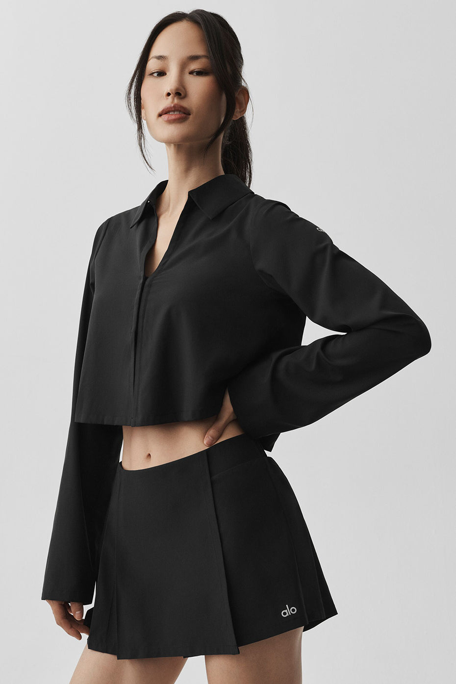 alo Cropped Unmatched Long Sleeve - Black