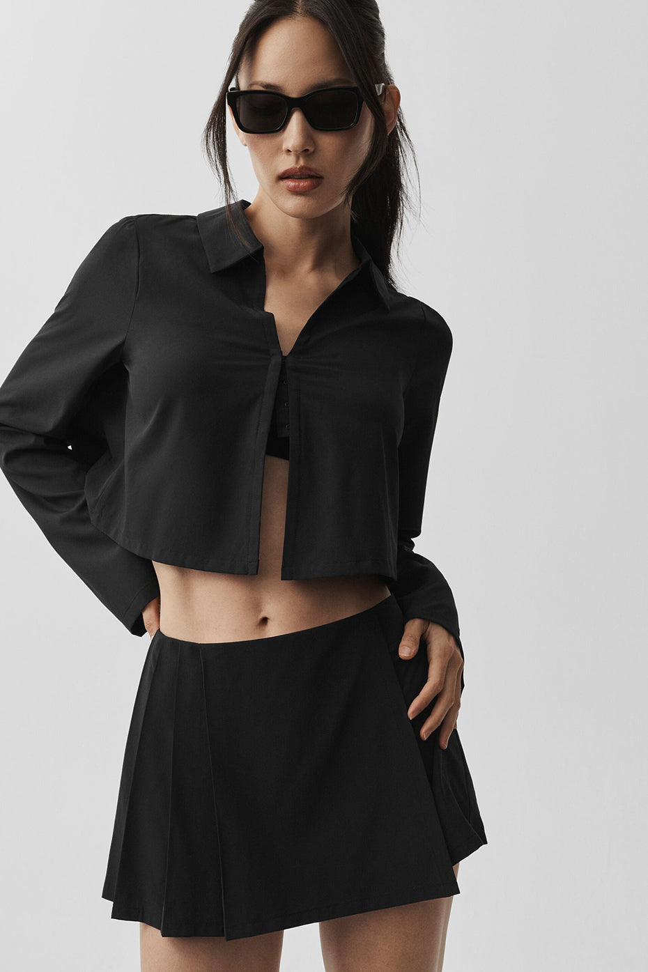 alo Cropped Unmatched Long Sleeve - Black