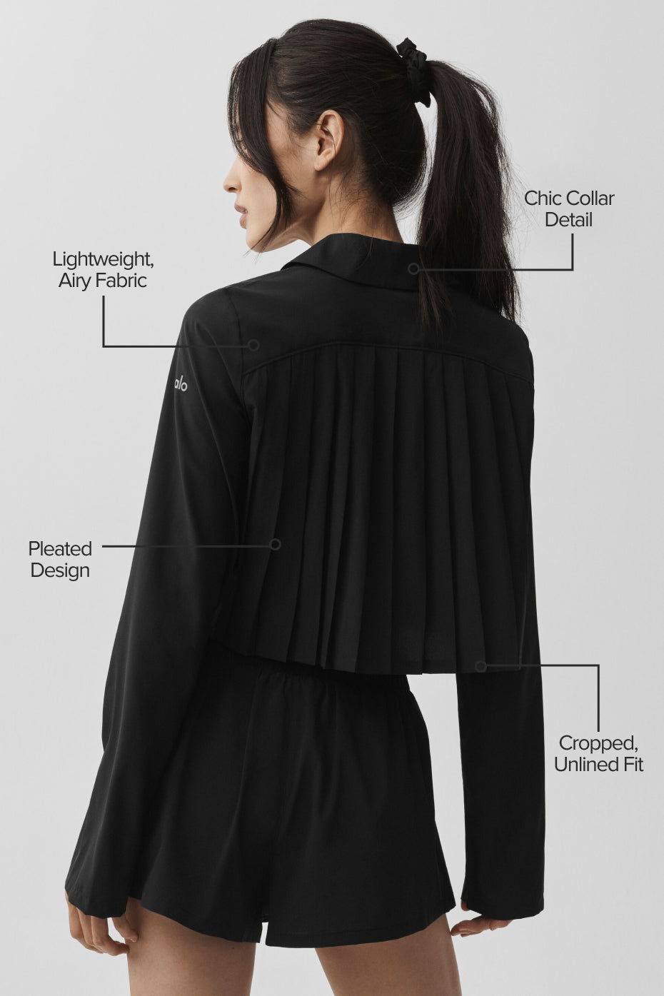 alo Cropped Unmatched Long Sleeve - Black