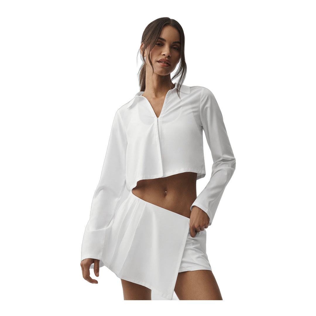 alo Cropped Unmatched Long Sleeve - White