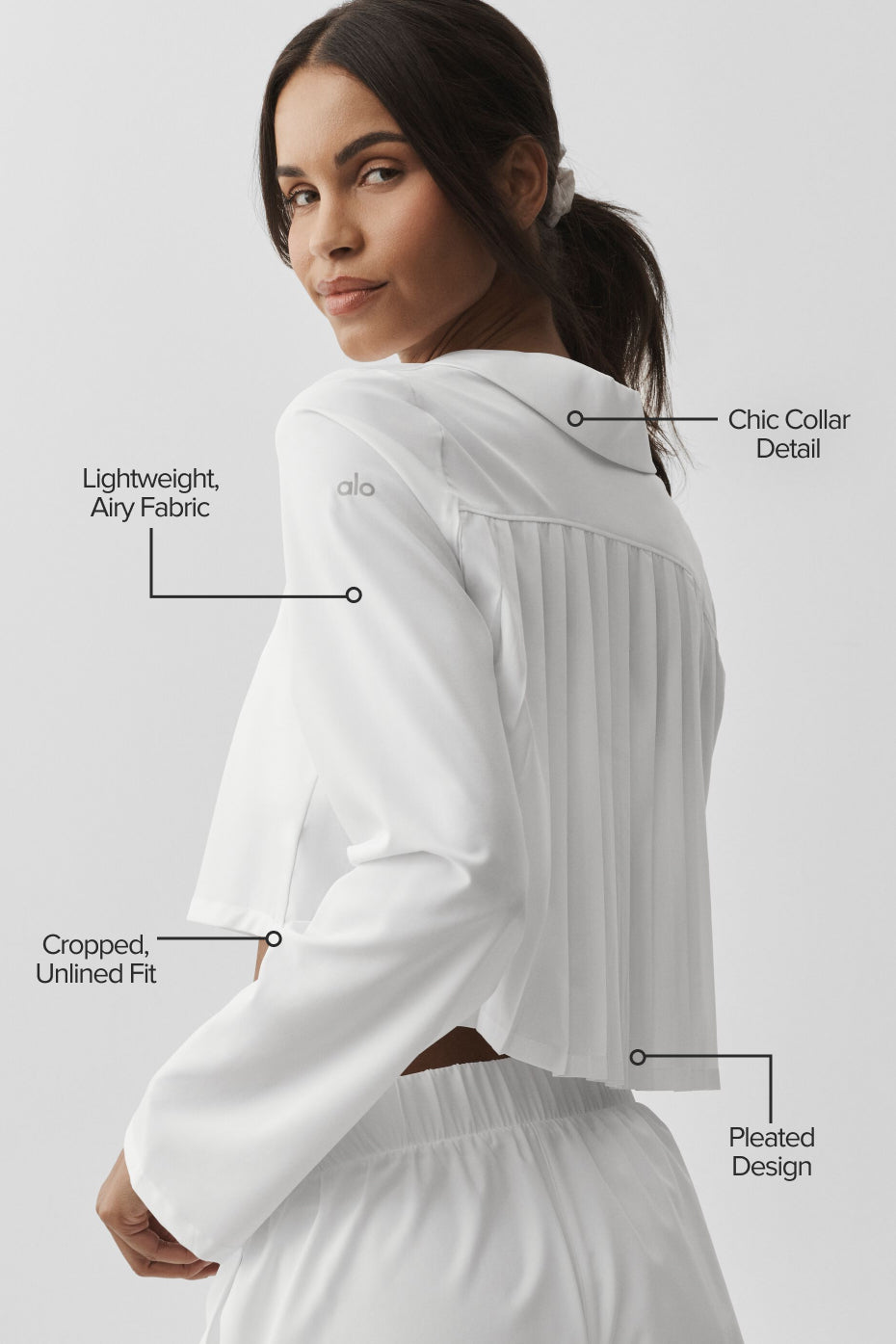 alo Cropped Unmatched Long Sleeve - White