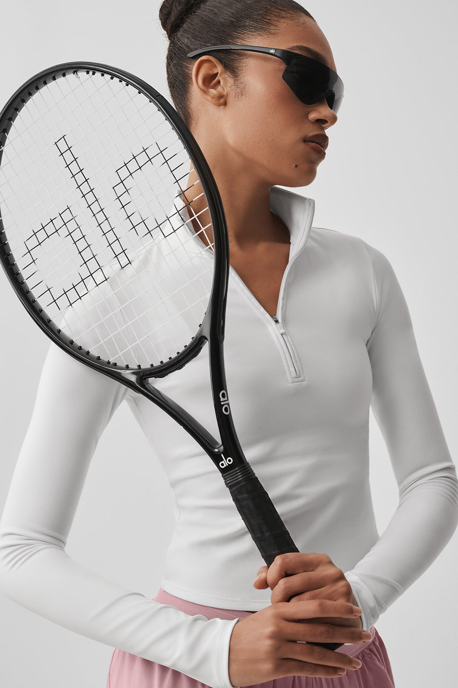 alo ALO Softsculpt Precision 1/4 Zip Long Sleeve - White