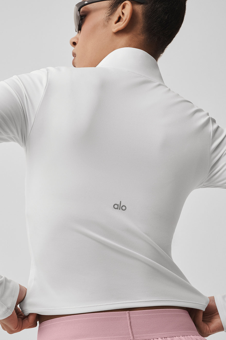 alo ALO Softsculpt Precision 1/4 Zip Long Sleeve - White