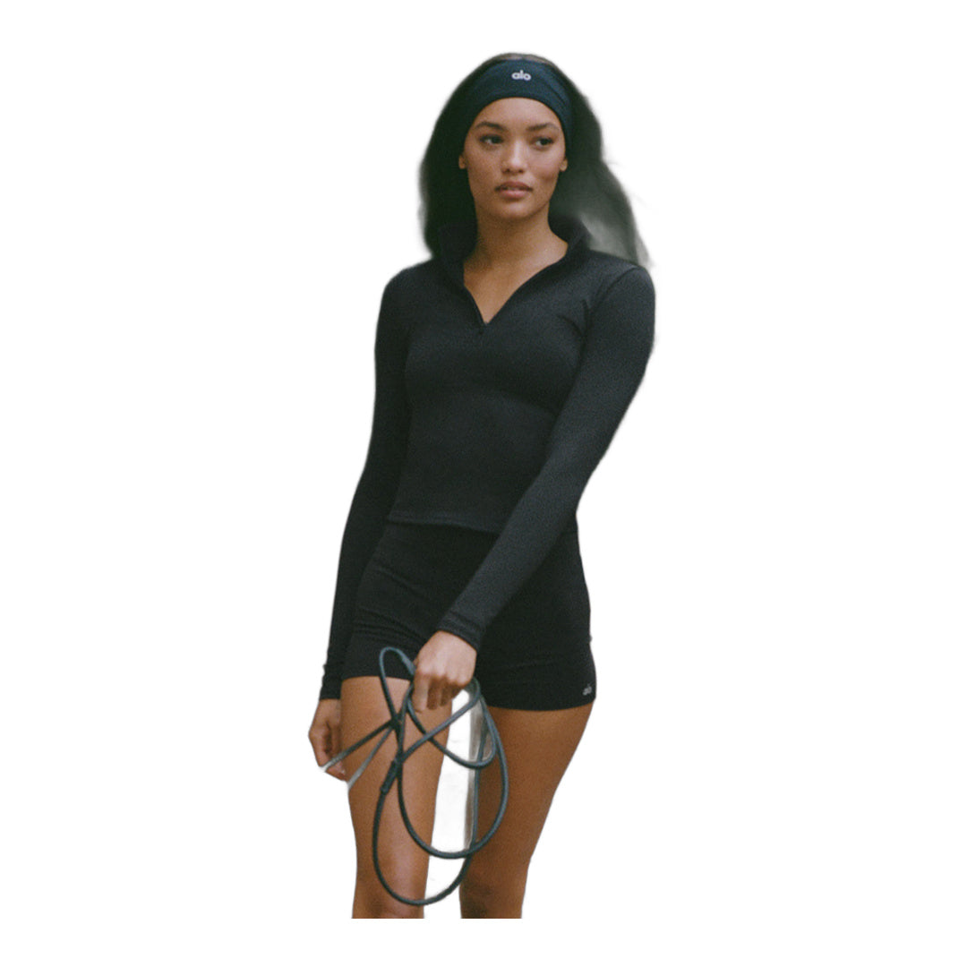 alo ALO Softsculpt Precision 1/4 Zip Long Sleeve - Black