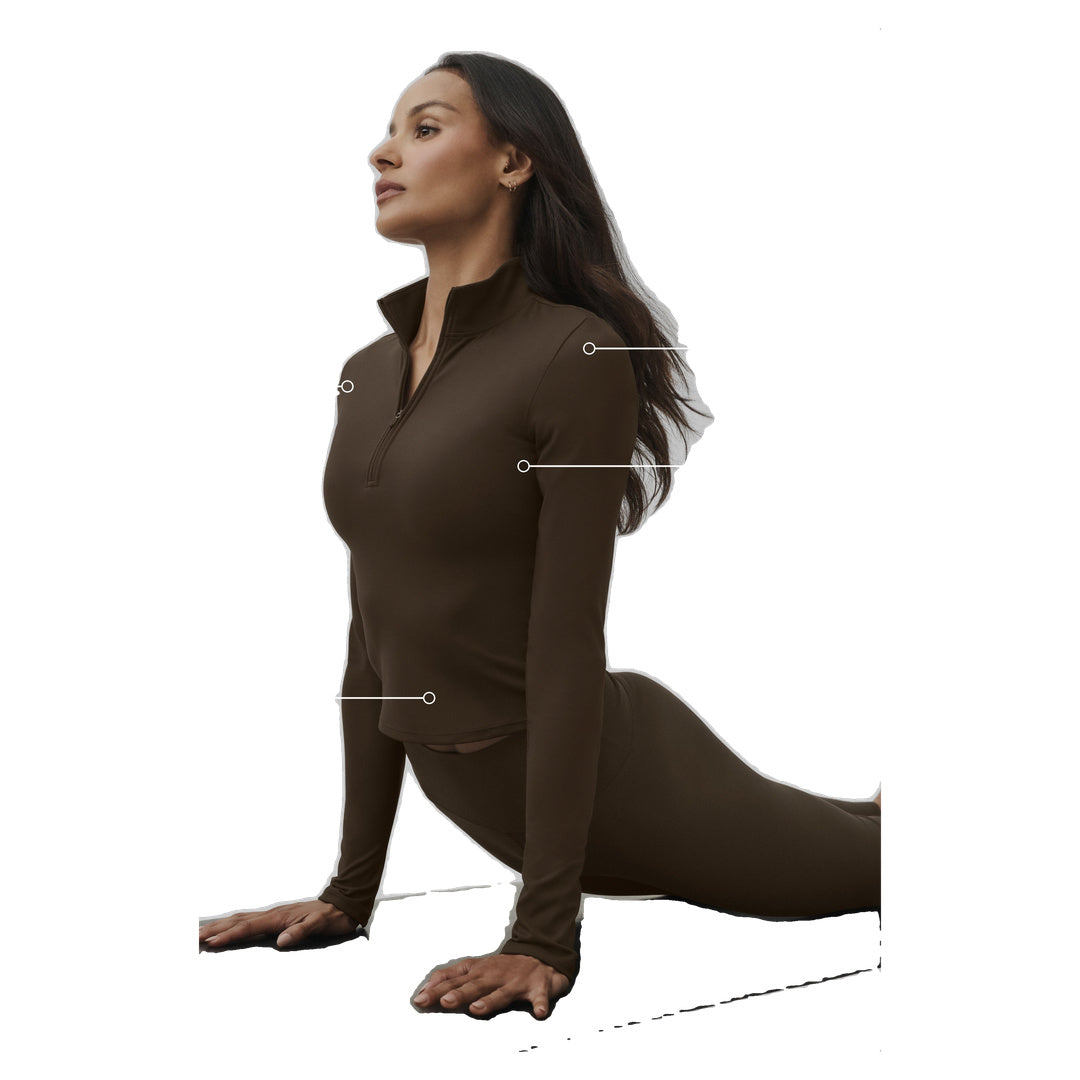 ALO ALO Softsculpt Precision 1/4 Zip Long Sleeve - Espresso