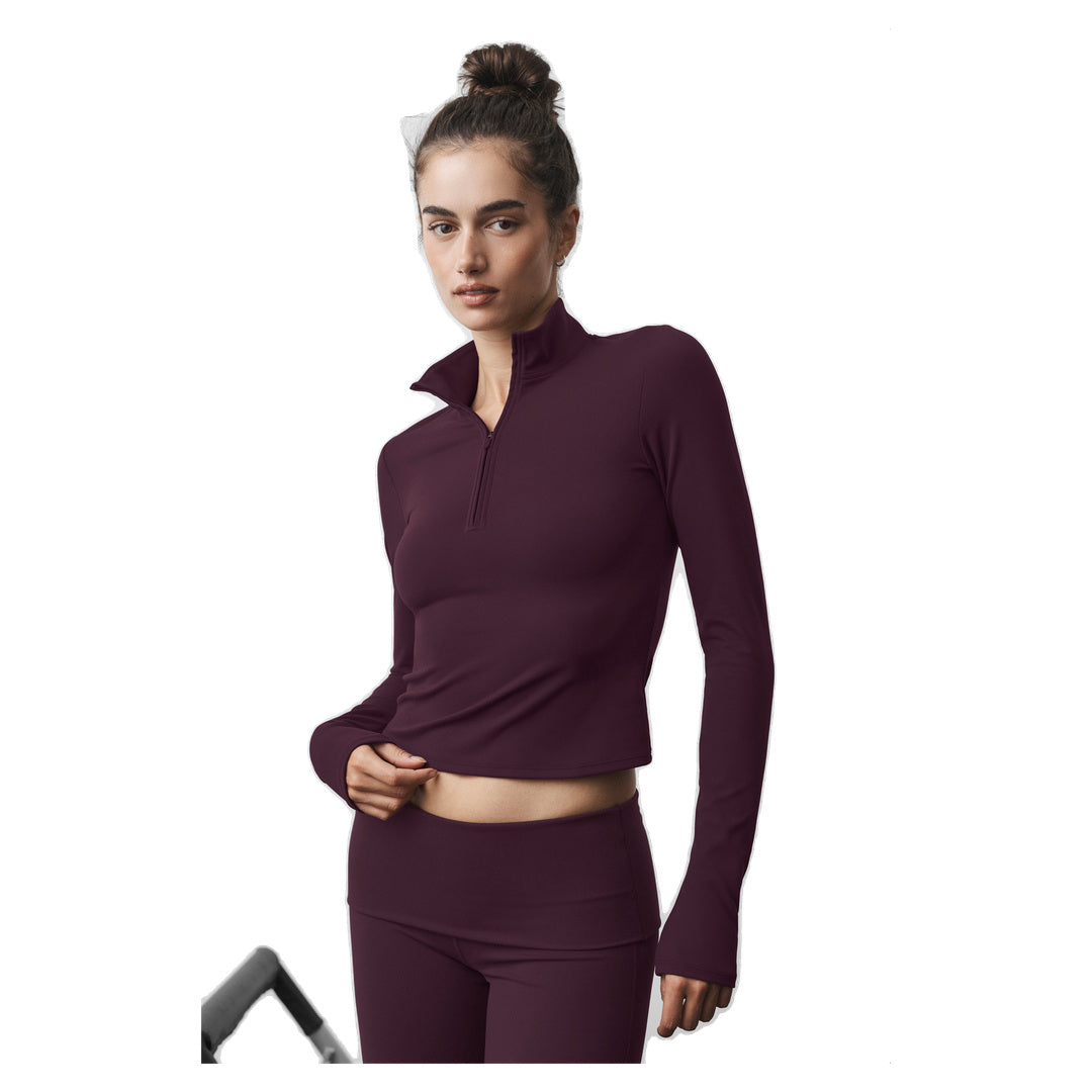 ALO ALO Softsculpt Precision 1/4 Zip Long Sleeve - Rich Bordeaux