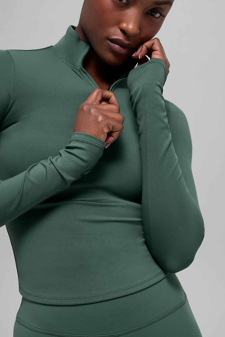 alo ALO Softsculpt Precision 1/4 Zip Long Sleeve - Clover Green