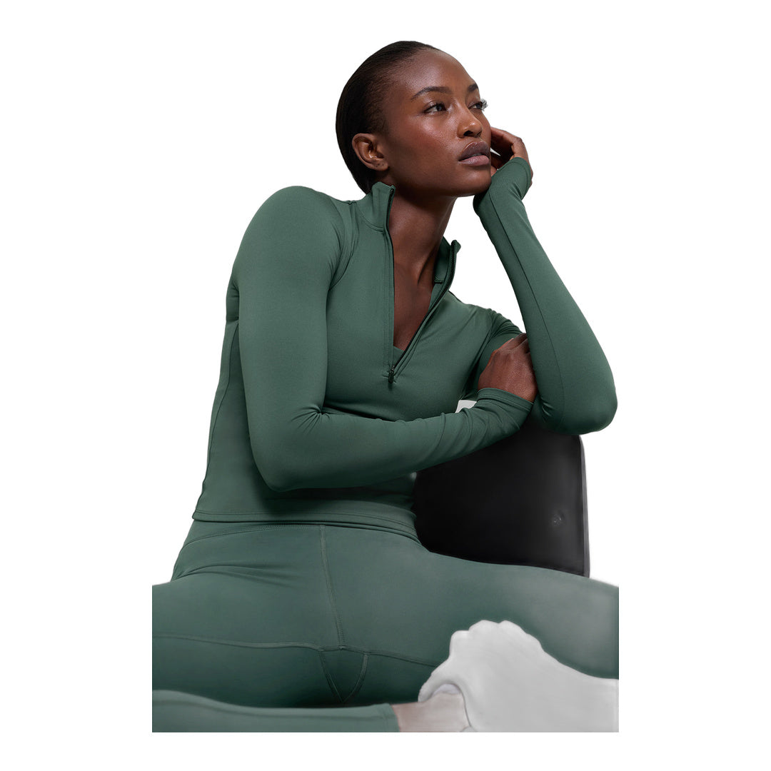 alo ALO Softsculpt Precision 1/4 Zip Long Sleeve - Clover Green