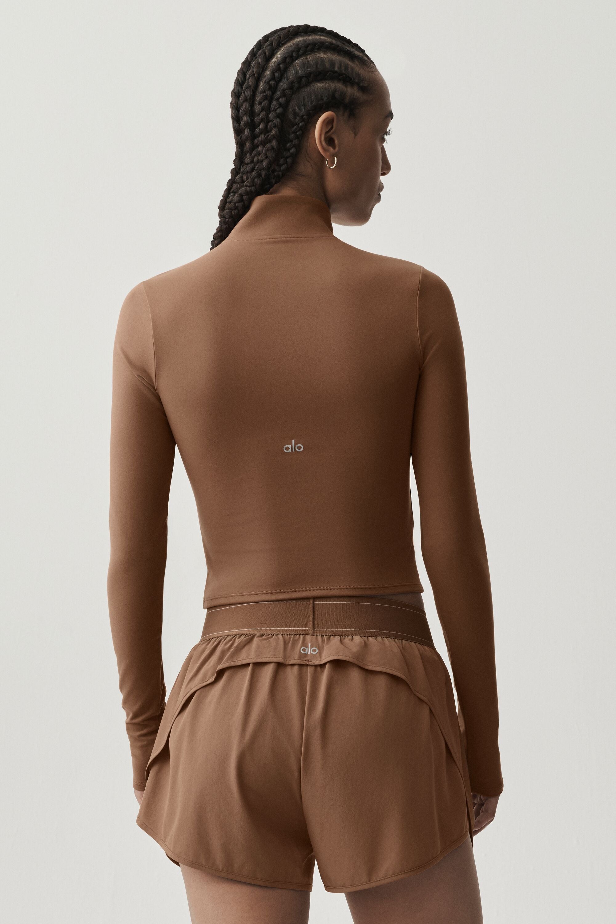 alo ALO Softsculpt Precision 1/4 Zip Long Sleeve - Sun Kissed Brown