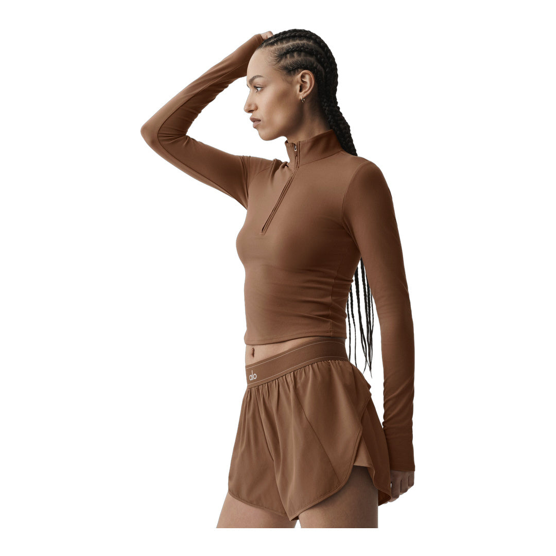 alo ALO Softsculpt Precision 1/4 Zip Long Sleeve - Sun Kissed Brown
