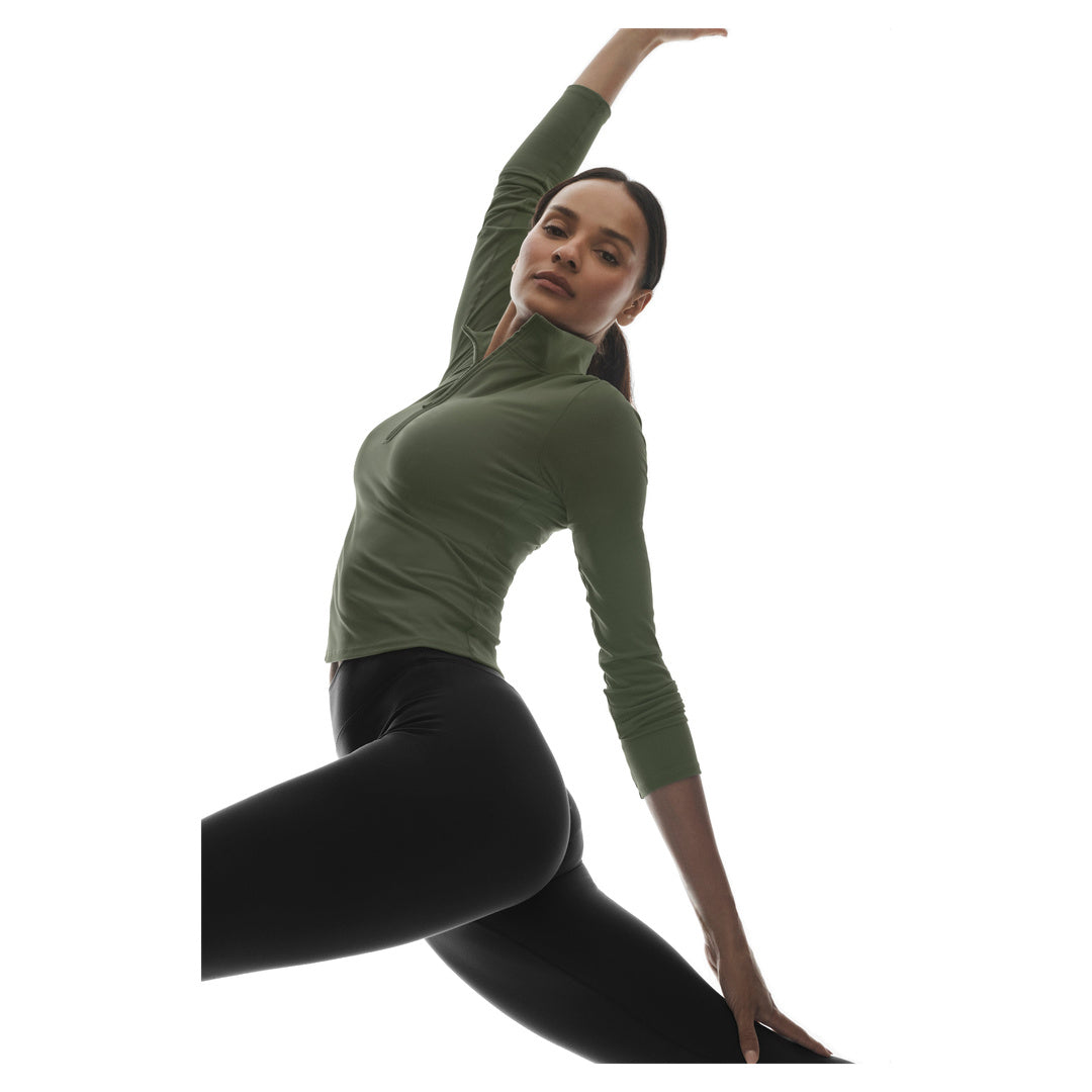 ALO ALO Softsculpt Precision 1/4 Zip Long Sleeve - Bamboo Green