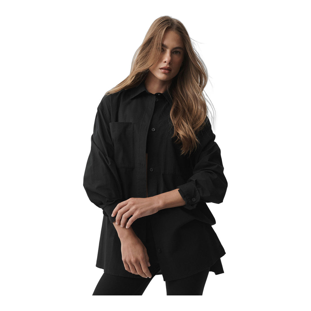 alo Cotton Real Deal Button Up Long Sleeve - Black