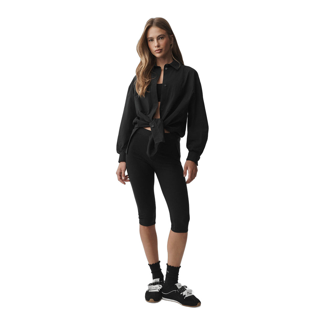 alo Cotton Real Deal Button Up Long Sleeve - Black