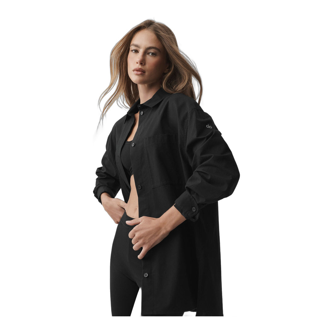 alo Cotton Real Deal Button Up Long Sleeve - Black