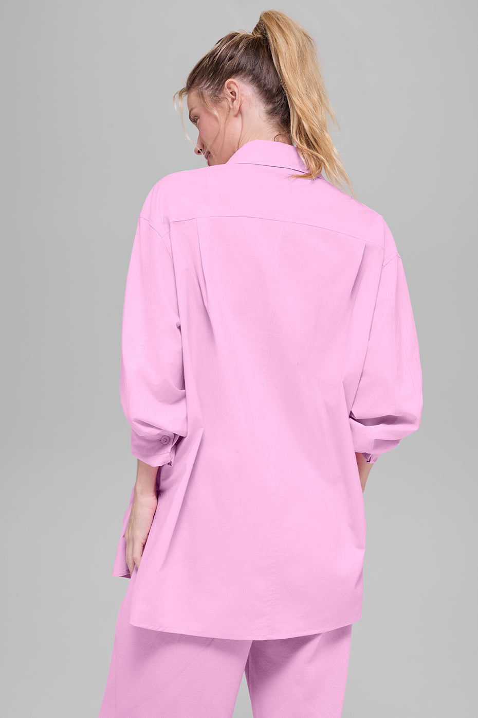 alo Cotton Real Deal Button Up Long Sleeve - Candy Heart Pink