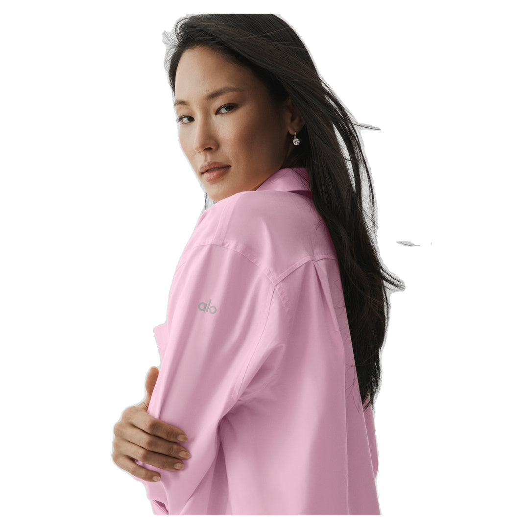 ALO Cotton Real Deal Button Up Long Sleeve - Pink Marshmallow