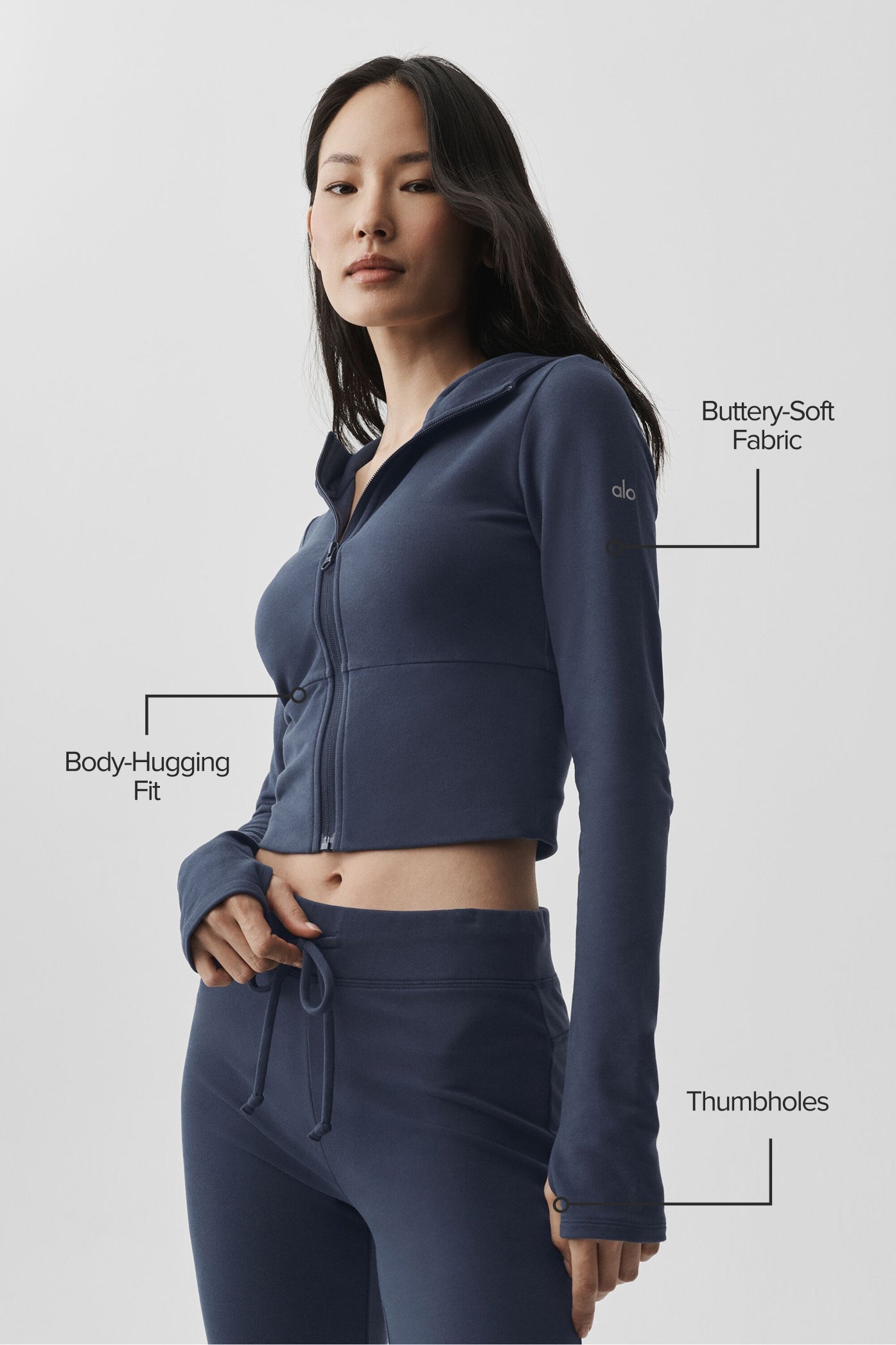 alo Sway Full Zip Hoodie - Navy