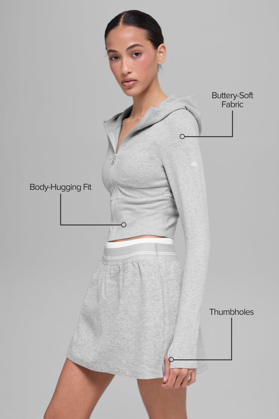 alo Sway Full Zip Hoodie - Athletic Heather Grey